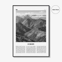 Europe Print Black and White, Europe Wall Art, Europe Poster, Europe Photo, Europe Wall Decor, Continent Art Print