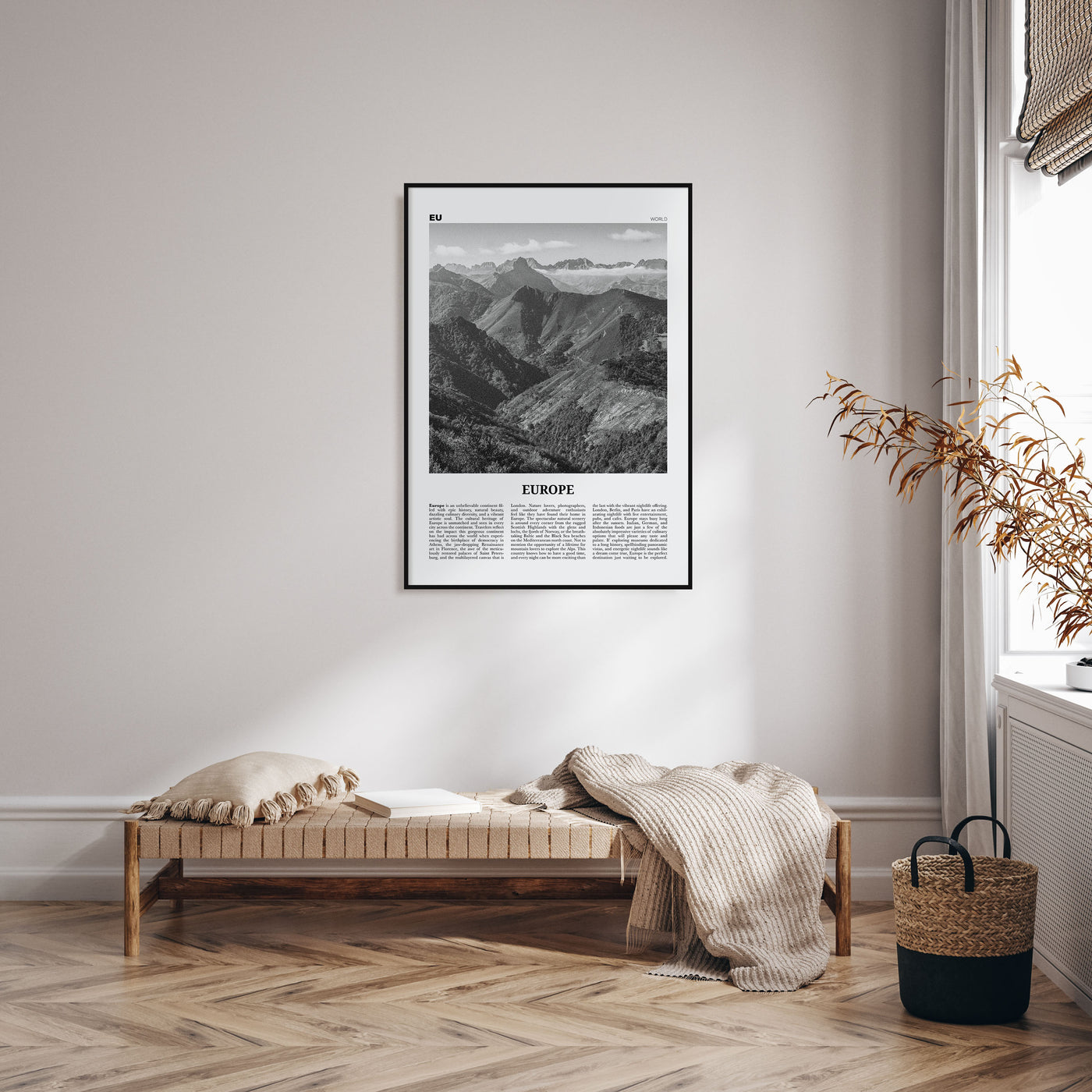 Europe Travel B&W Poster