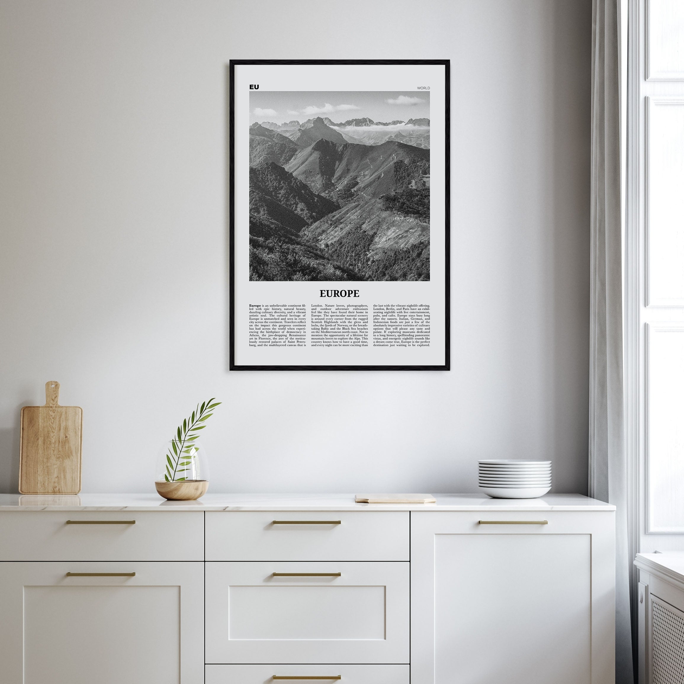 Europe Travel B&W Poster