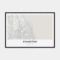 Evanston Map Landscape Poster