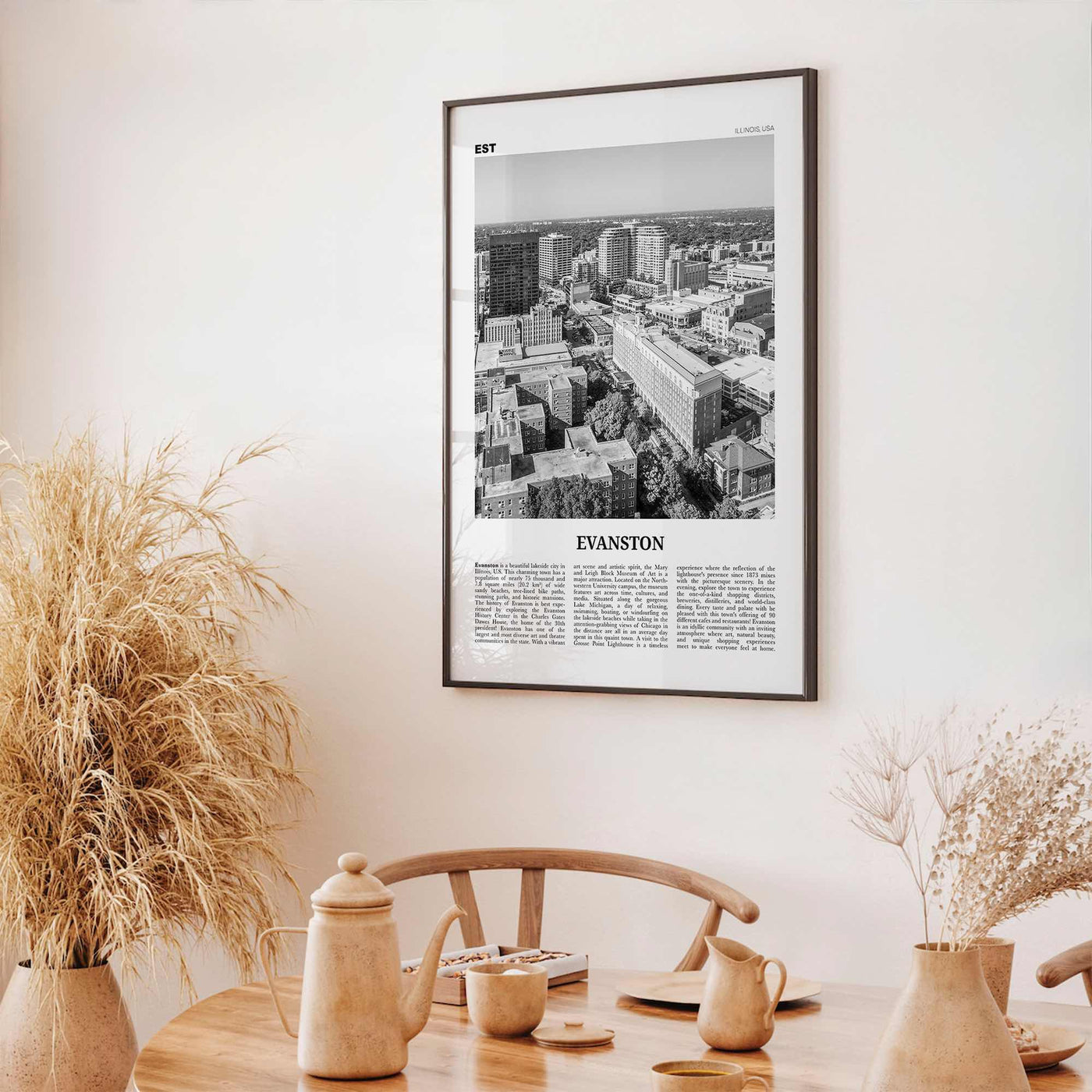 Evanston Print Black and White, Evanston Wall Art, Evanston Poster, Evanston Photo, Evanston Wall Décor, Illinois, USA, United States