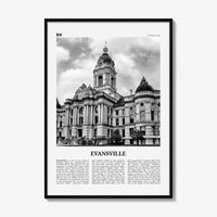 Evansville Print Black and White, Evansville Wall Art, Evansville Poster, Evansville Photo, Evansville Map, Indiana, USA, United States