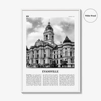 Evansville Print Black and White, Evansville Wall Art, Evansville Poster, Evansville Photo, Evansville Map, Indiana, USA, United States