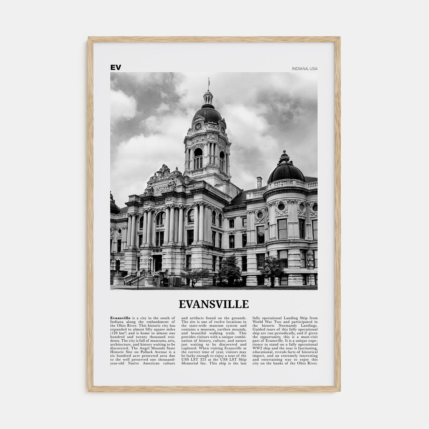Evansville Travel B&W Poster