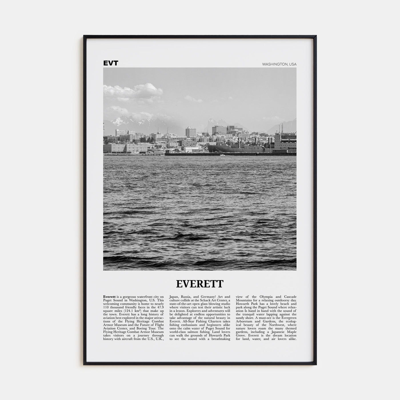 Everett Travel B&W Poster