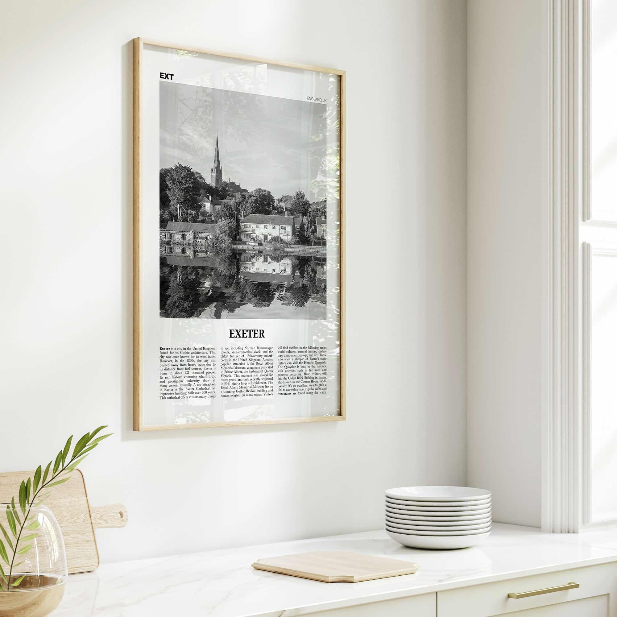 Exeter Print Black and White, Exeter Wall Art, Exeter Poster, Exeter Photo, Exeter Wall Décor, Exeter Map, England