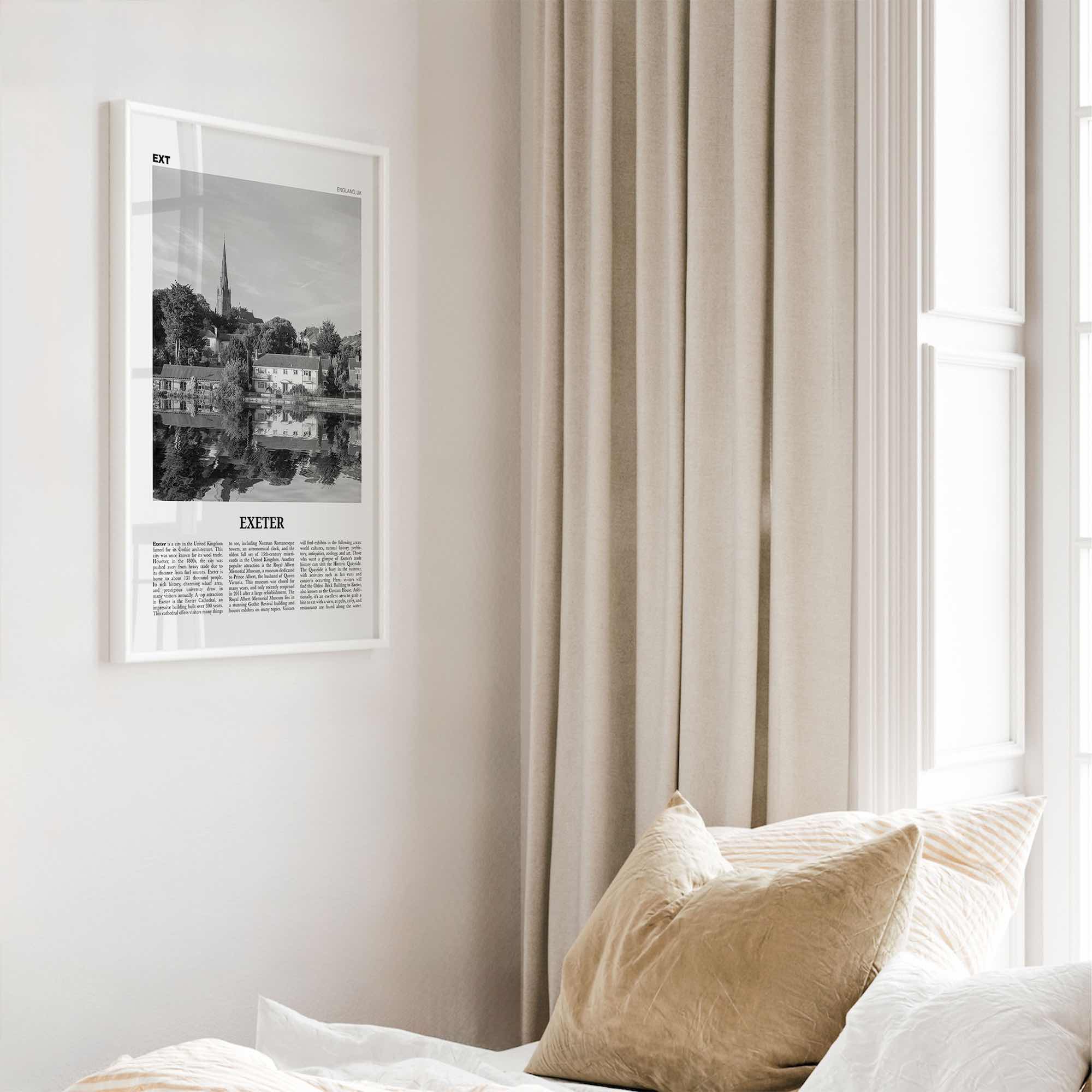 Exeter Print Black and White, Exeter Wall Art, Exeter Poster, Exeter Photo, Exeter Wall Décor, Exeter Map, England