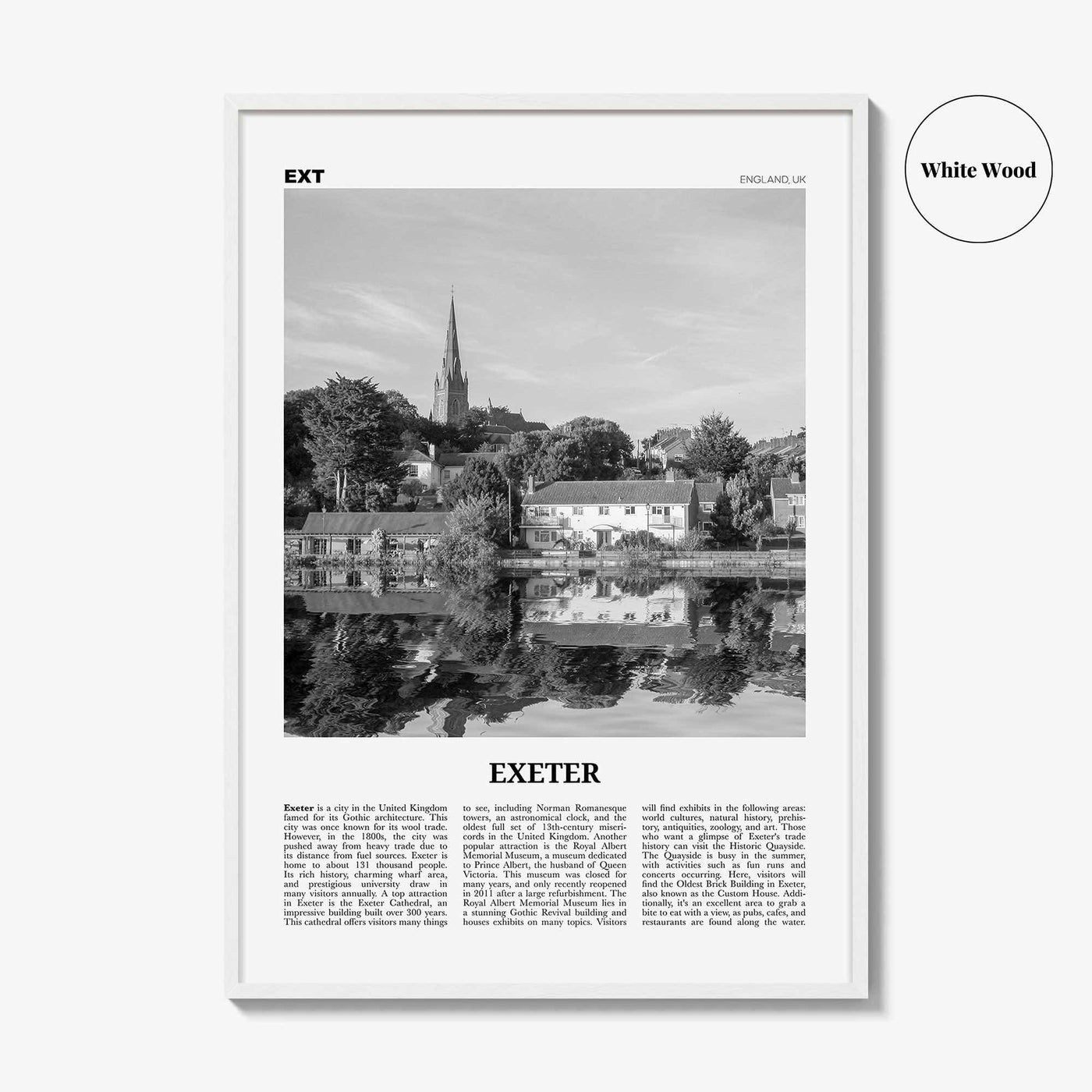 Exeter Print Black and White, Exeter Wall Art, Exeter Poster, Exeter Photo, Exeter Wall Décor, Exeter Map, England