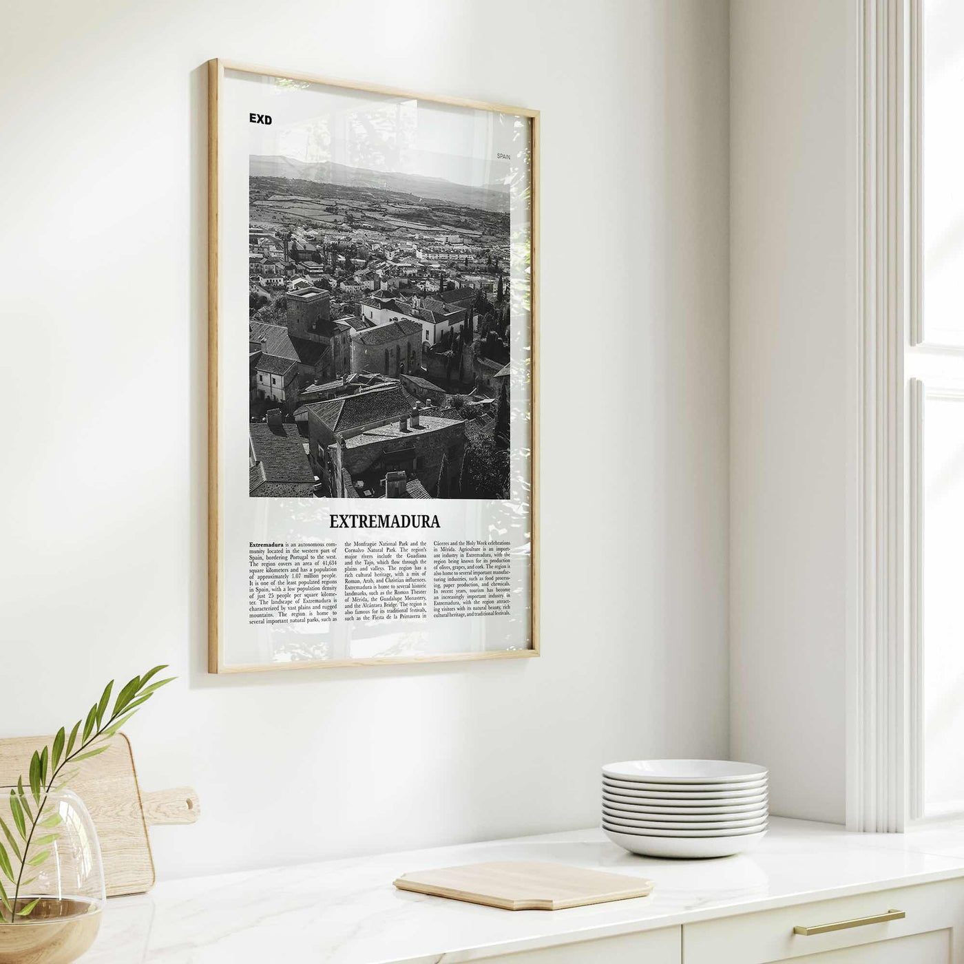 Extremadura Print Black and White, Extremadura Wall Art, Extremadura Poster, Extremadura Photo, Extremadura Wall Décor, Extremadura Map