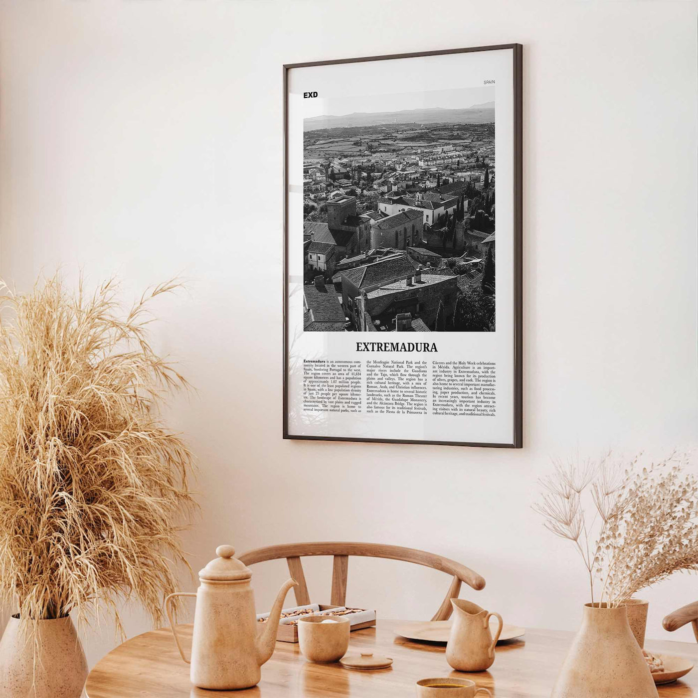 Extremadura Print Black and White, Extremadura Wall Art, Extremadura Poster, Extremadura Photo, Extremadura Wall Décor, Extremadura Map