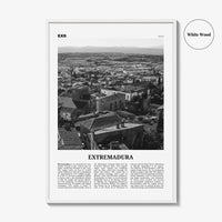 Extremadura Print Black and White, Extremadura Wall Art, Extremadura Poster, Extremadura Photo, Extremadura Wall Décor, Extremadura Map