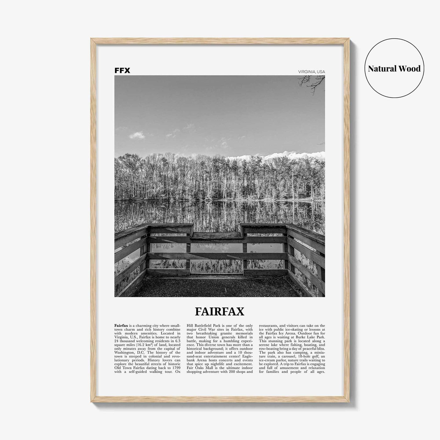 Fairfax Print Black and White Virginia, Fairfax Wall Art, Fairfax Poster, Fairfax Photo, Fairfax Wall Décor, Virginia, United States