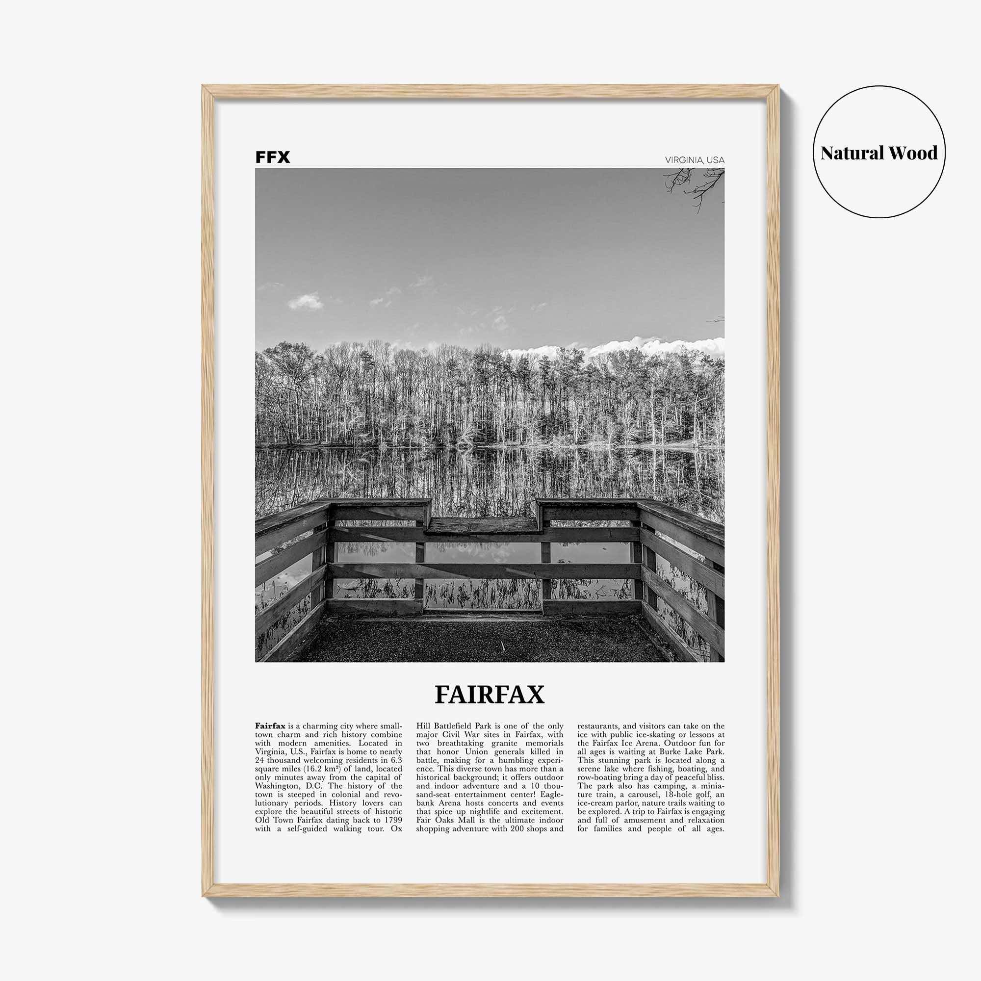 Fairfax Print Black and White Virginia, Fairfax Wall Art, Fairfax Poster, Fairfax Photo, Fairfax Wall Décor, Virginia, United States