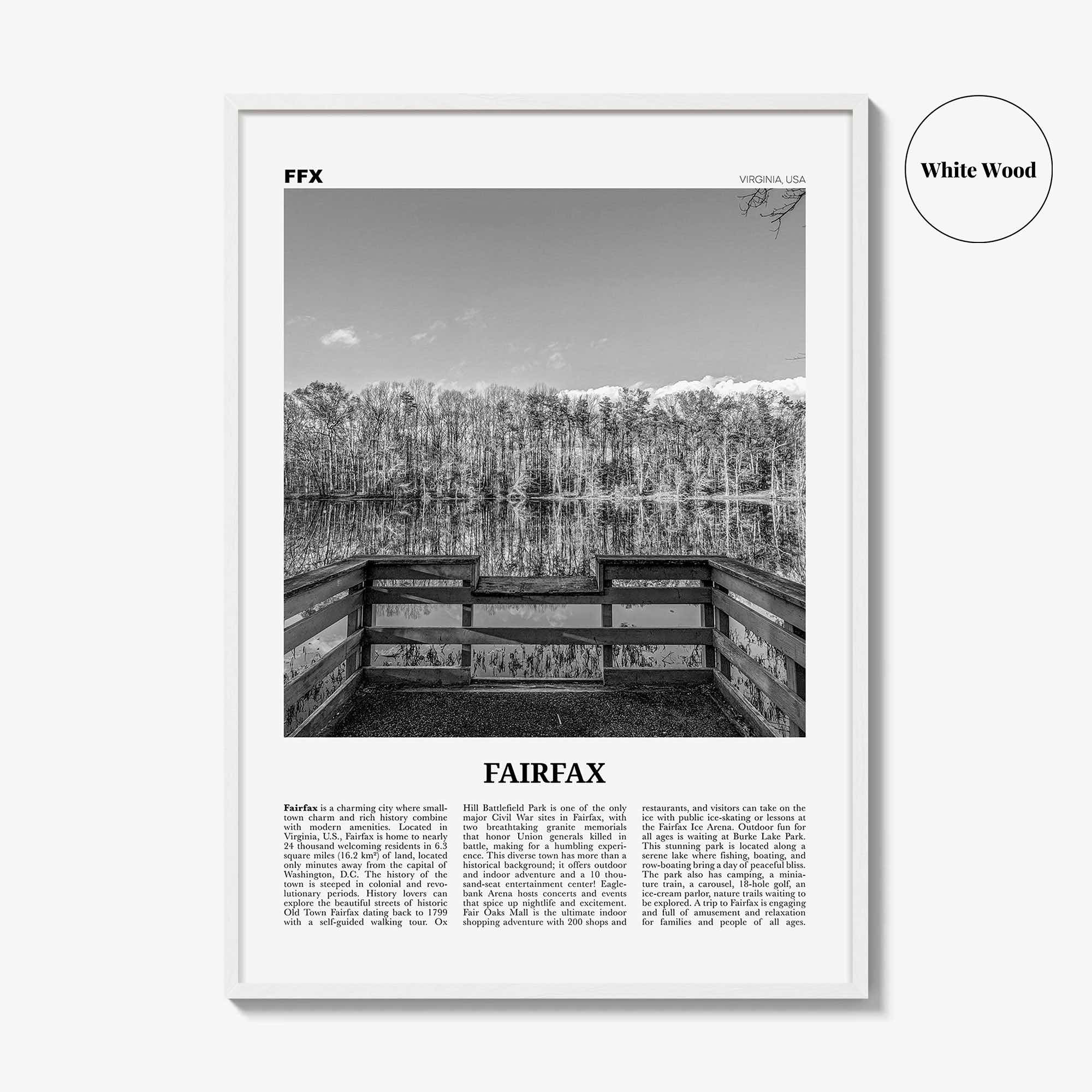 Fairfax Print Black and White Virginia, Fairfax Wall Art, Fairfax Poster, Fairfax Photo, Fairfax Wall Décor, Virginia, United States