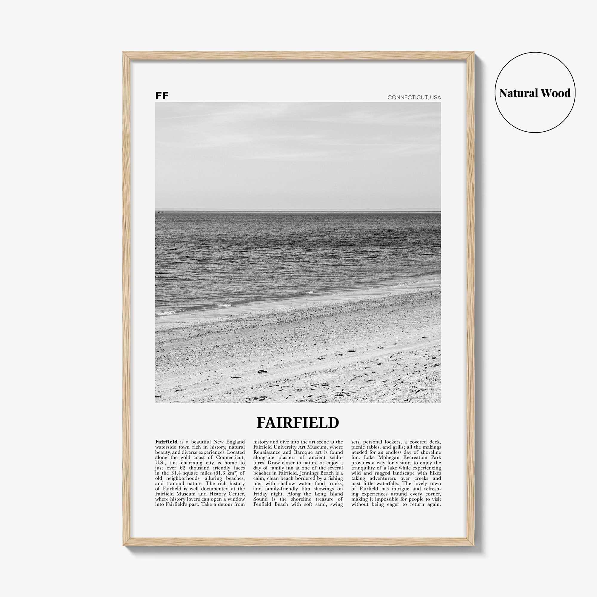 Fairfield Print Black and White, Fairfield Wall Art, Fairfield Poster, Fairfield Photo, Fairfield Wall Décor, Connecticut, USA United States