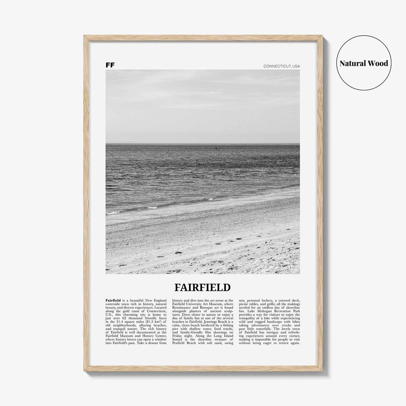 Fairfield Print Black and White, Fairfield Wall Art, Fairfield Poster, Fairfield Photo, Fairfield Wall Décor, Connecticut, USA United States