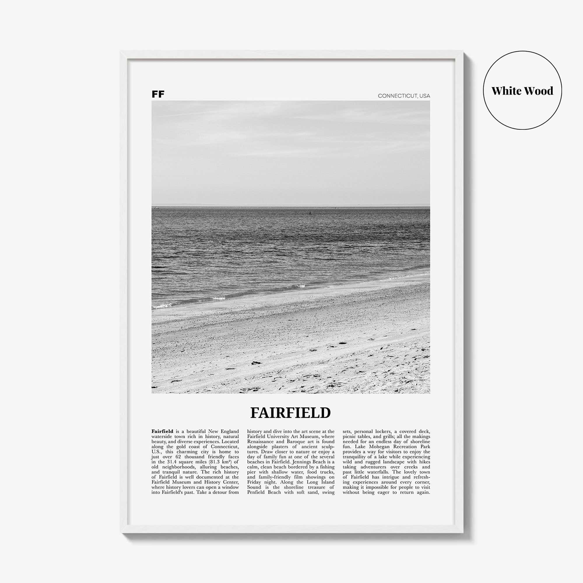 Fairfield Print Black and White, Fairfield Wall Art, Fairfield Poster, Fairfield Photo, Fairfield Wall Décor, Connecticut, USA United States