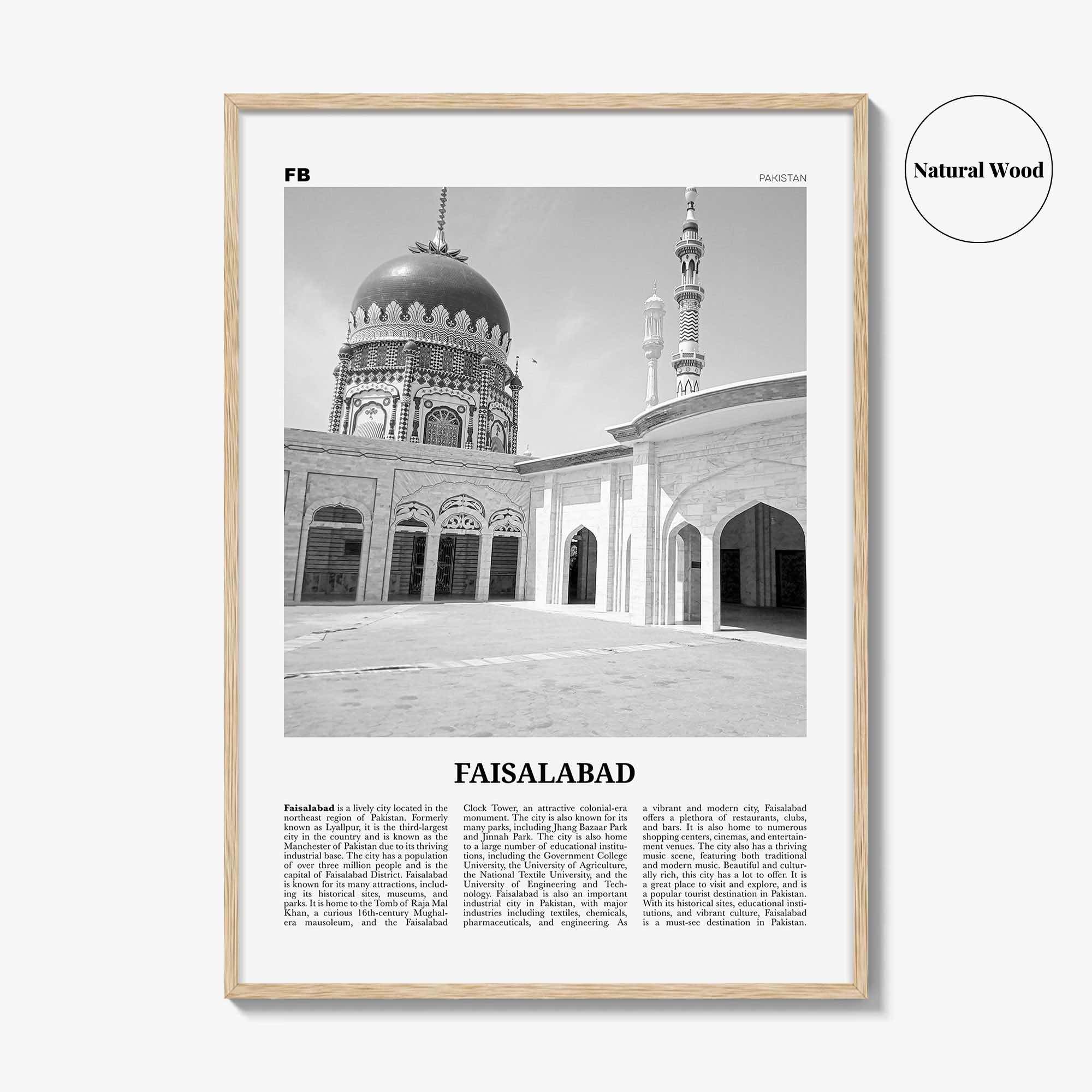 Faisalabad Print Black and White, Faisalabad Wall Art, Faisalabad Poster, Faisalabad Photo, Faisalabad Wall Décor, Faisalabad Map, Pakistan