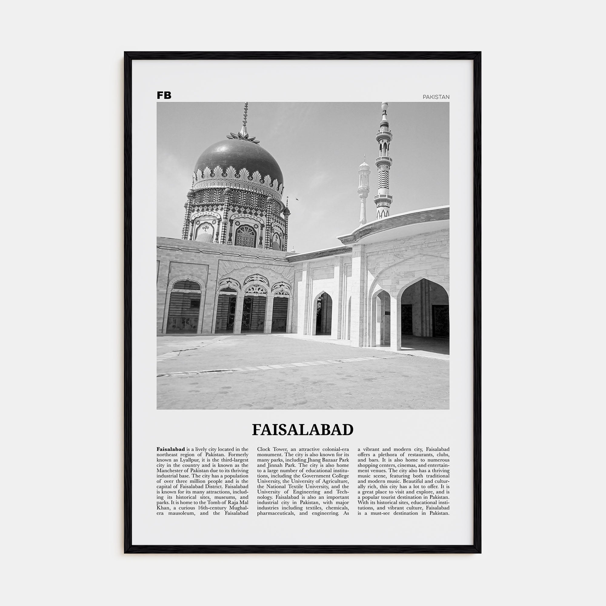Faisalabad Travel B&W Poster