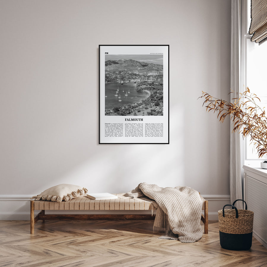 Falmouth, Antigua and Barbuda Travel B&W Poster