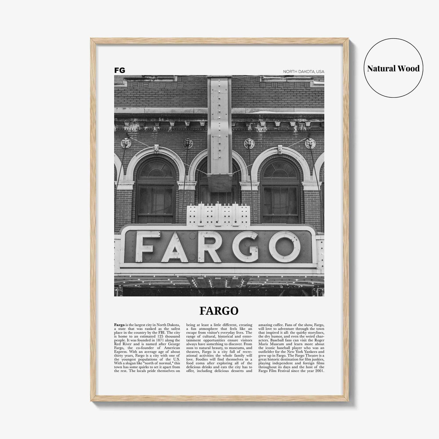 Fargo Print Black and White No 1, Fargo Wall Art, Fargo Poster, Fargo Photo, Fargo Wall Décor, Oregon, USA, United States, North America