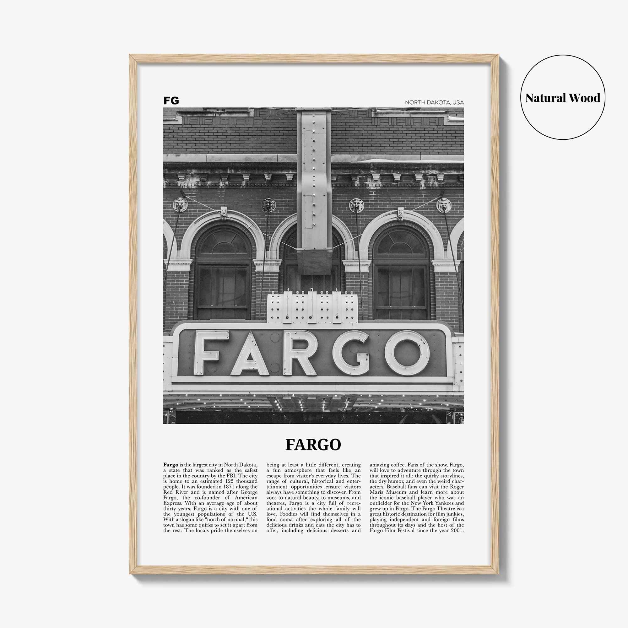 Fargo Print Black and White No 1, Fargo Wall Art, Fargo Poster, Fargo Photo, Fargo Wall Décor, Oregon, USA, United States, North America