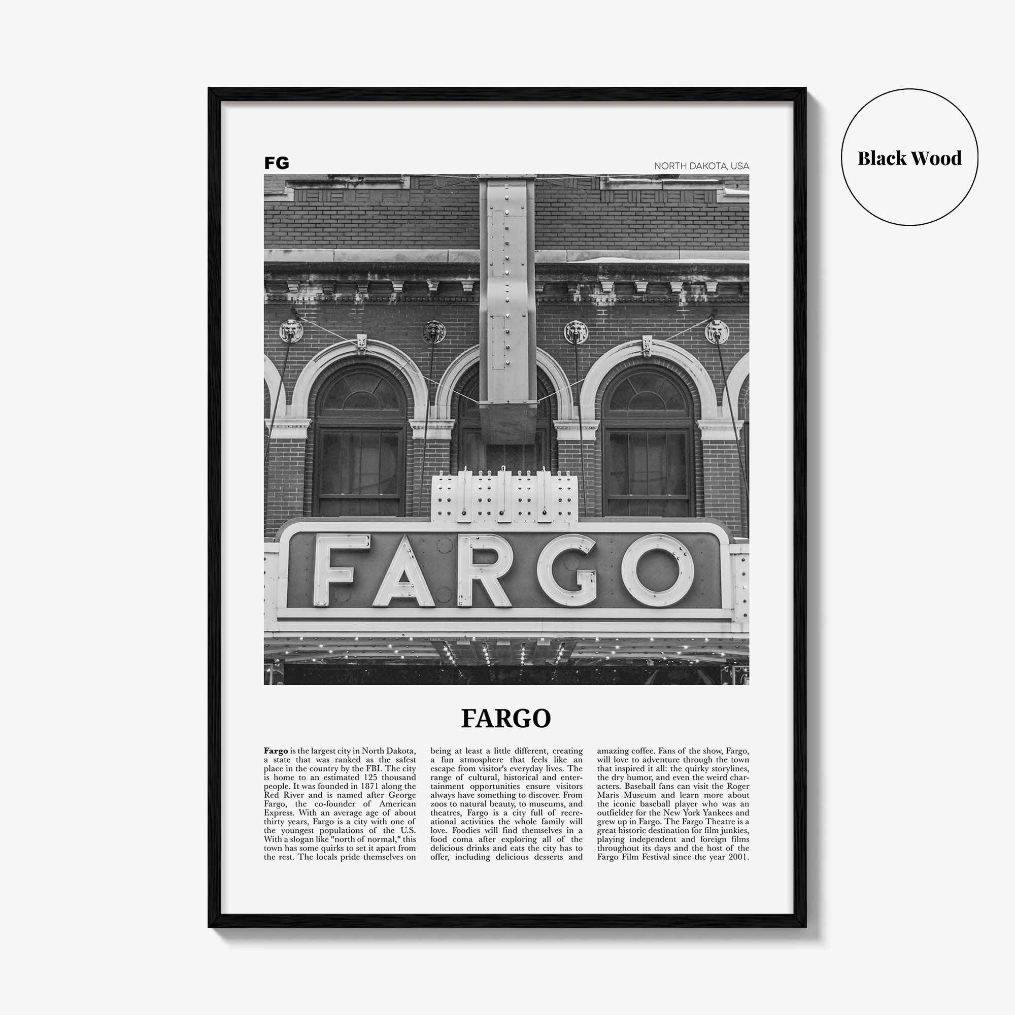 Fargo Print Black and White No 1, Fargo Wall Art, Fargo Poster, Fargo Photo, Fargo Wall Décor, Oregon, USA, United States, North America