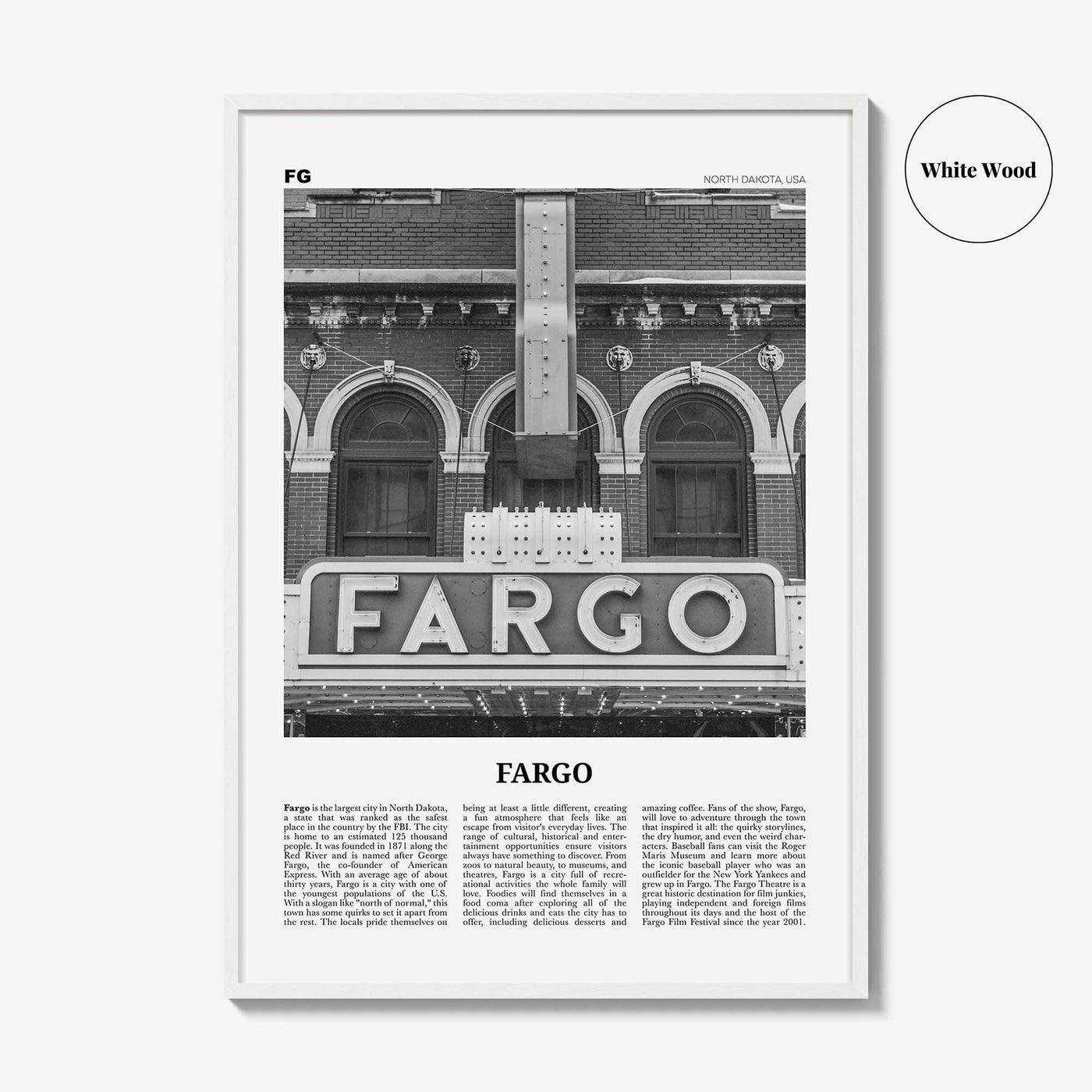 Fargo Print Black and White No 1, Fargo Wall Art, Fargo Poster, Fargo Photo, Fargo Wall Décor, Oregon, USA, United States, North America