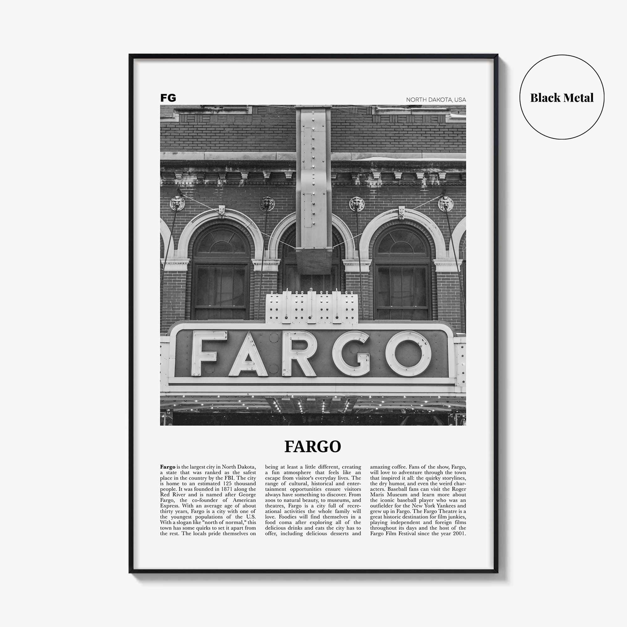 Fargo Print Black and White No 1, Fargo Wall Art, Fargo Poster, Fargo Photo, Fargo Wall Décor, Oregon, USA, United States, North America
