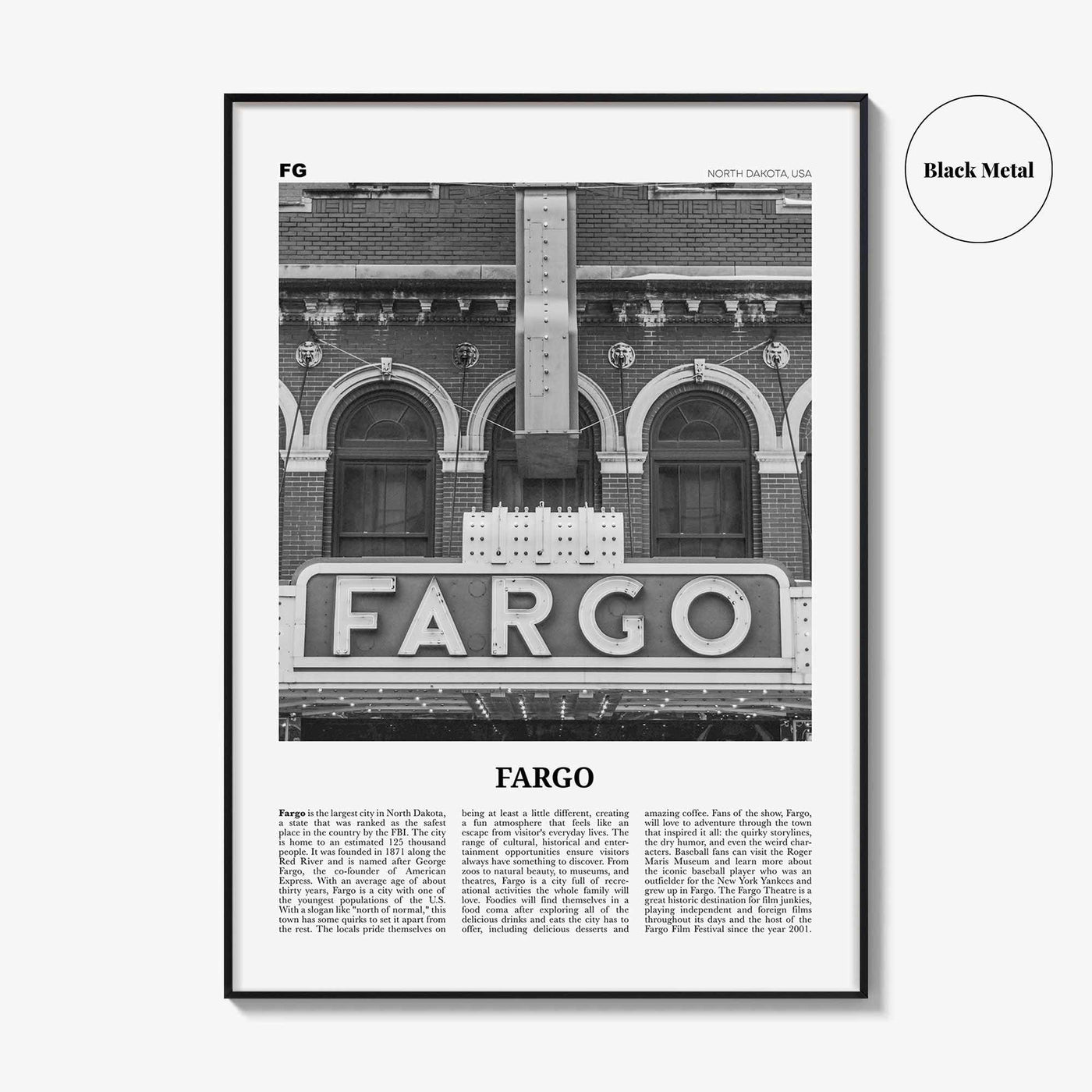 Fargo Print Black and White No 1, Fargo Wall Art, Fargo Poster, Fargo Photo, Fargo Wall Décor, Oregon, USA, United States, North America