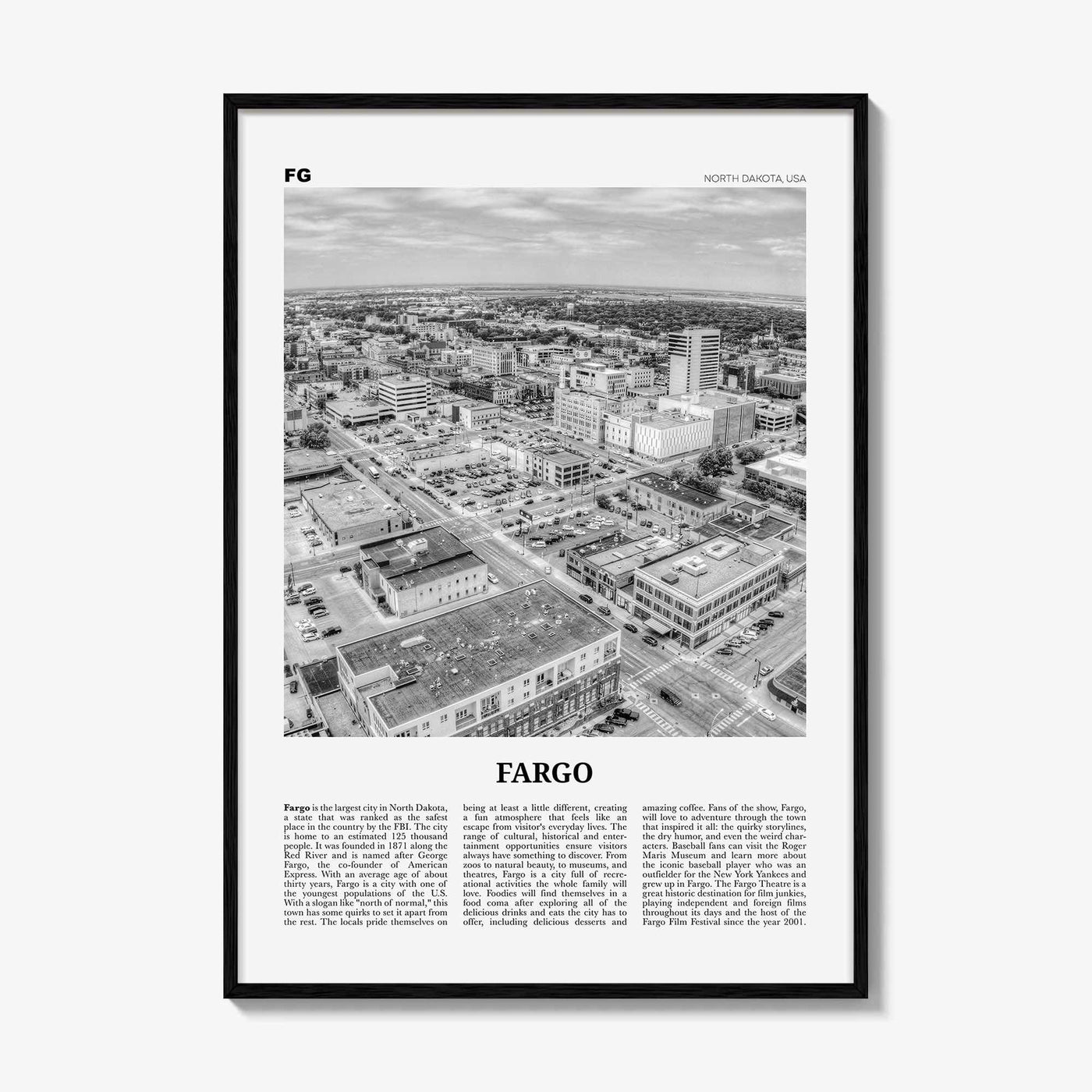 Fargo Print Black and White No 2, Fargo Wall Art, Fargo Poster, Fargo Photo, Fargo Wall Décor, Oregon, USA, United States, North America