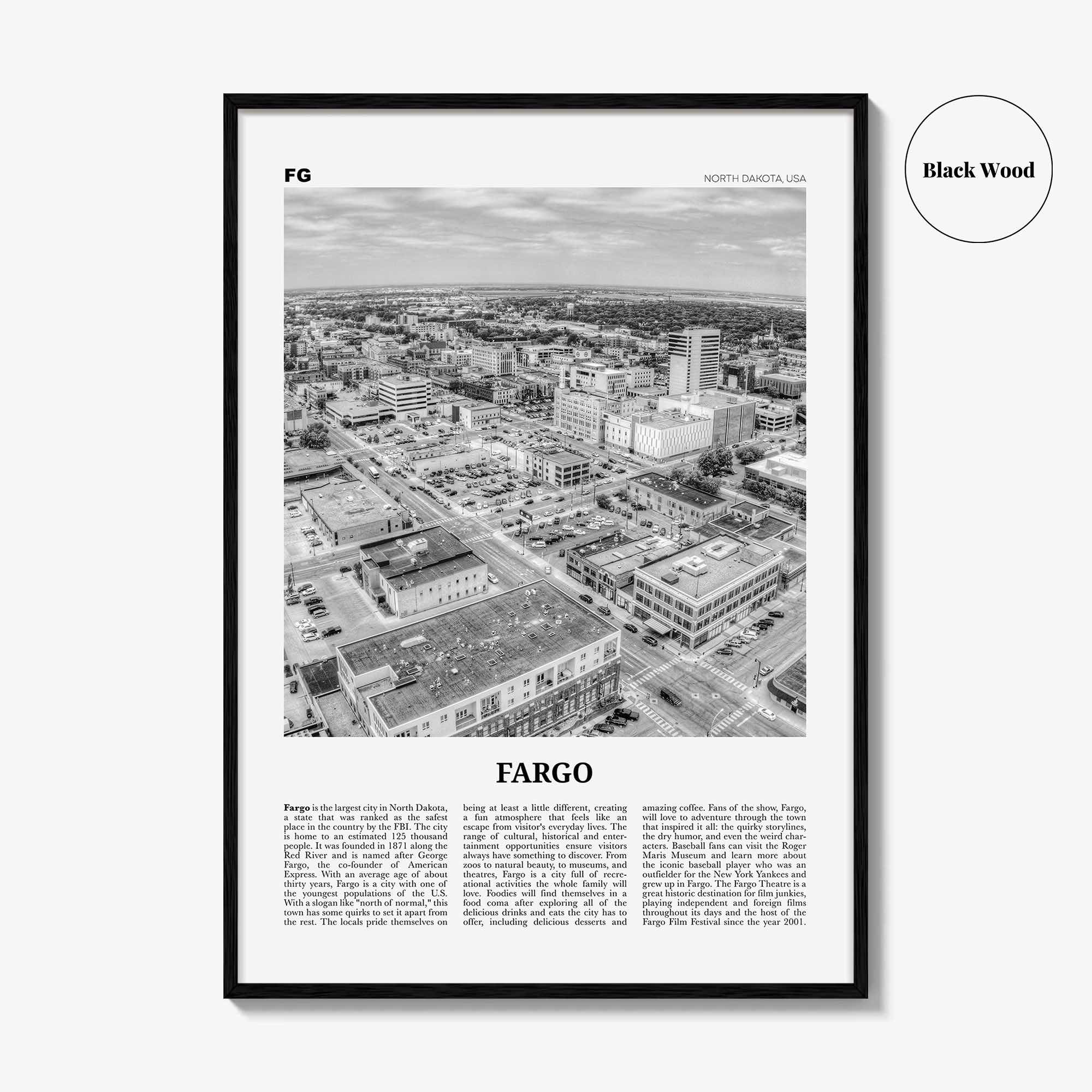 Fargo Print Black and White No 2, Fargo Wall Art, Fargo Poster, Fargo Photo, Fargo Wall Décor, Oregon, USA, United States, North America