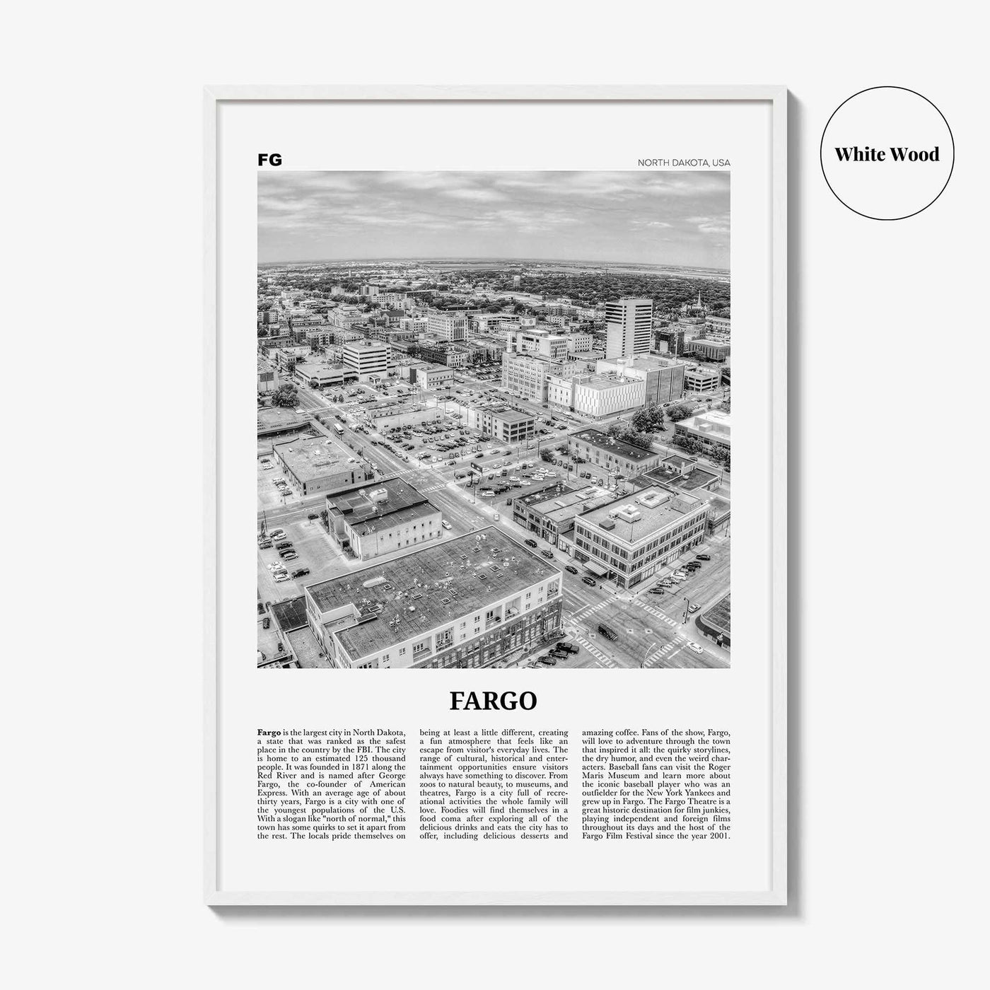 Fargo Print Black and White No 2, Fargo Wall Art, Fargo Poster, Fargo Photo, Fargo Wall Décor, Oregon, USA, United States, North America