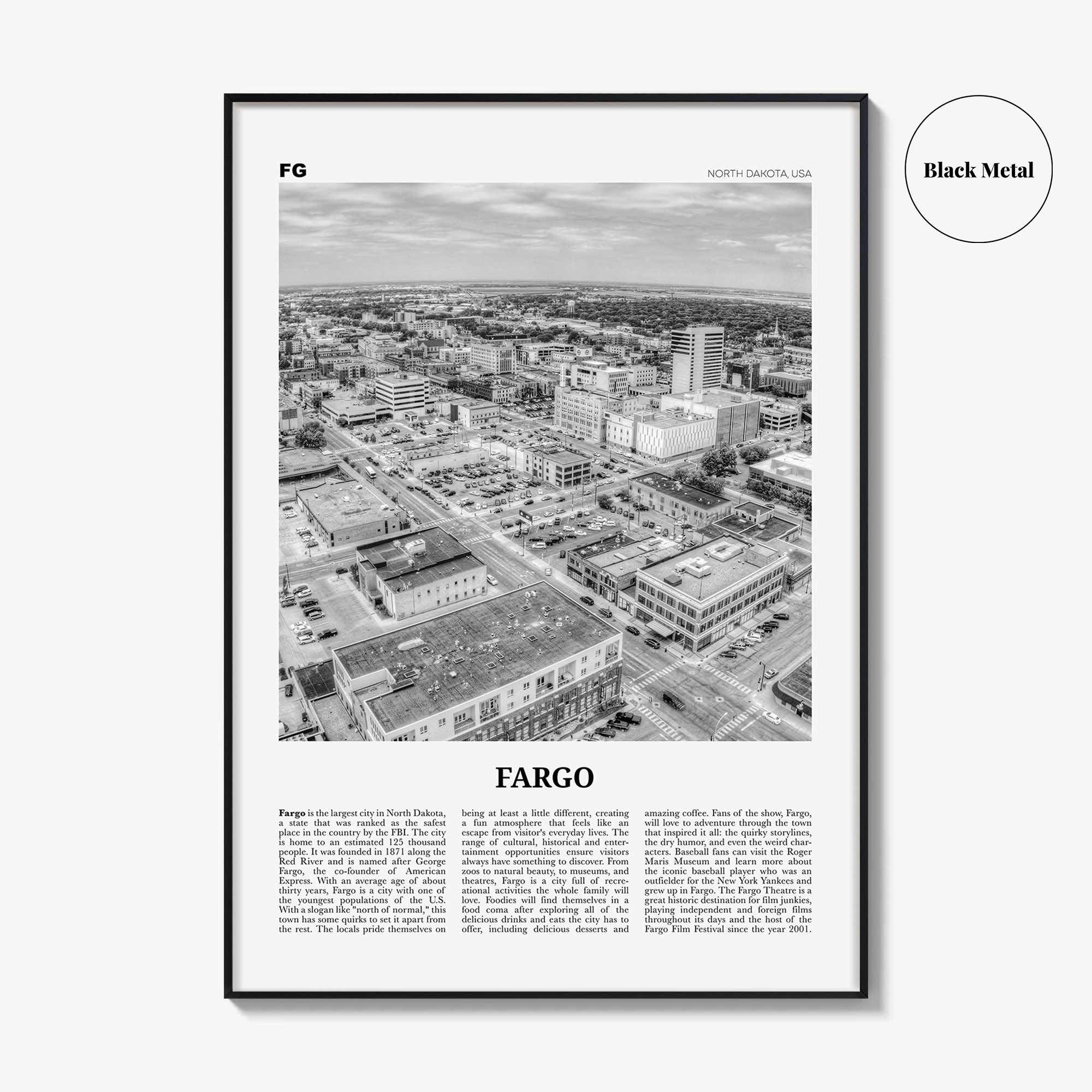Fargo Print Black and White No 2, Fargo Wall Art, Fargo Poster, Fargo Photo, Fargo Wall Décor, Oregon, USA, United States, North America