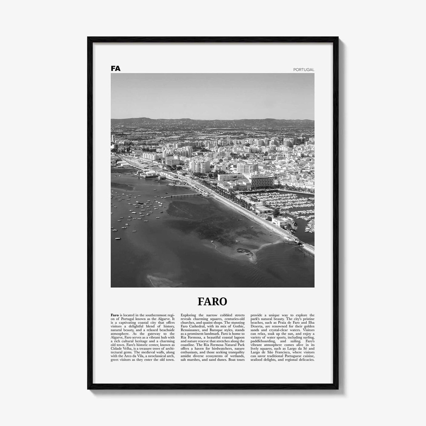 Faro Print Black and White, Faro Wall Art, Faro Poster, Faro Photo, Faro Wall Décor, Faro Map, Portugal