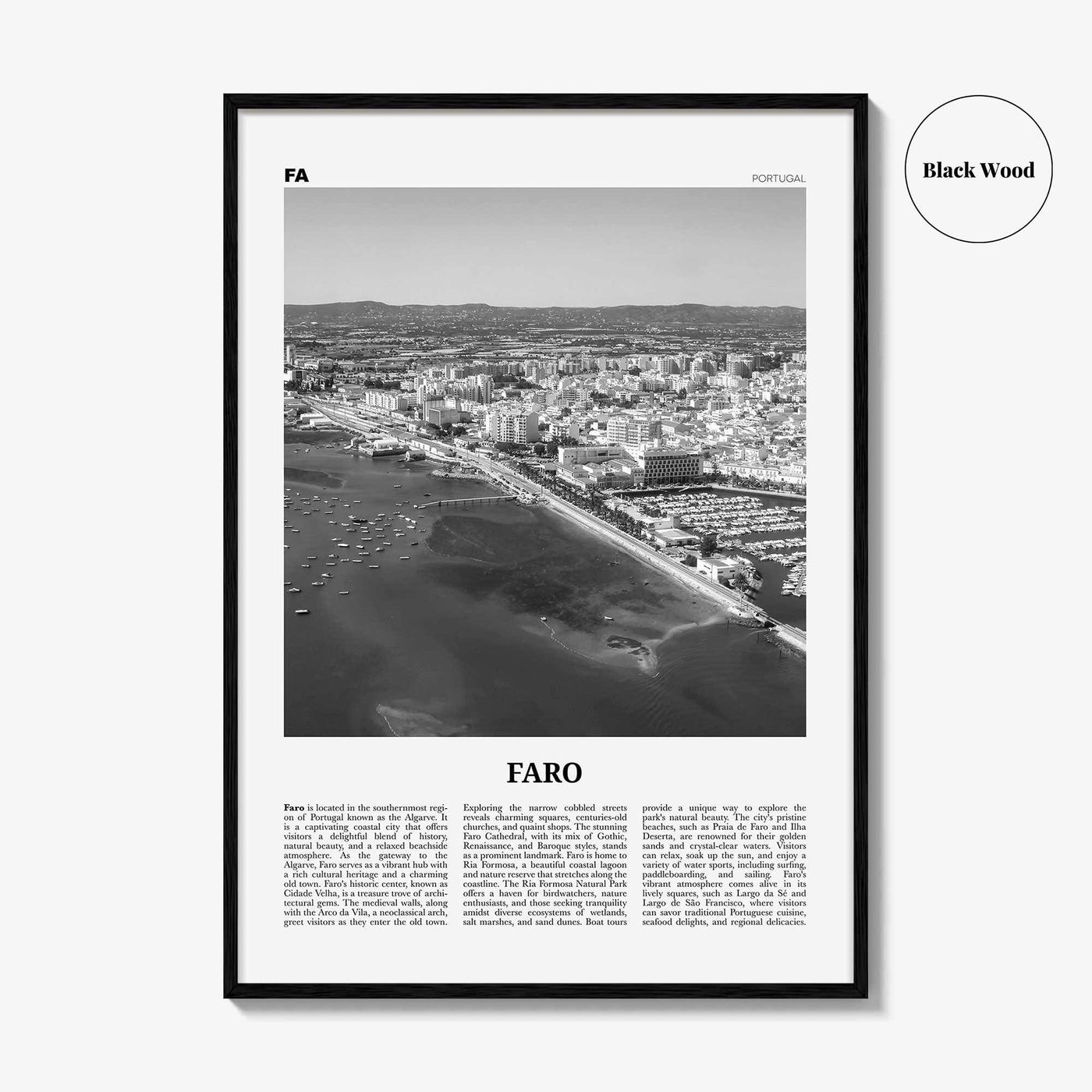 Faro Print Black and White, Faro Wall Art, Faro Poster, Faro Photo, Faro Wall Décor, Faro Map, Portugal
