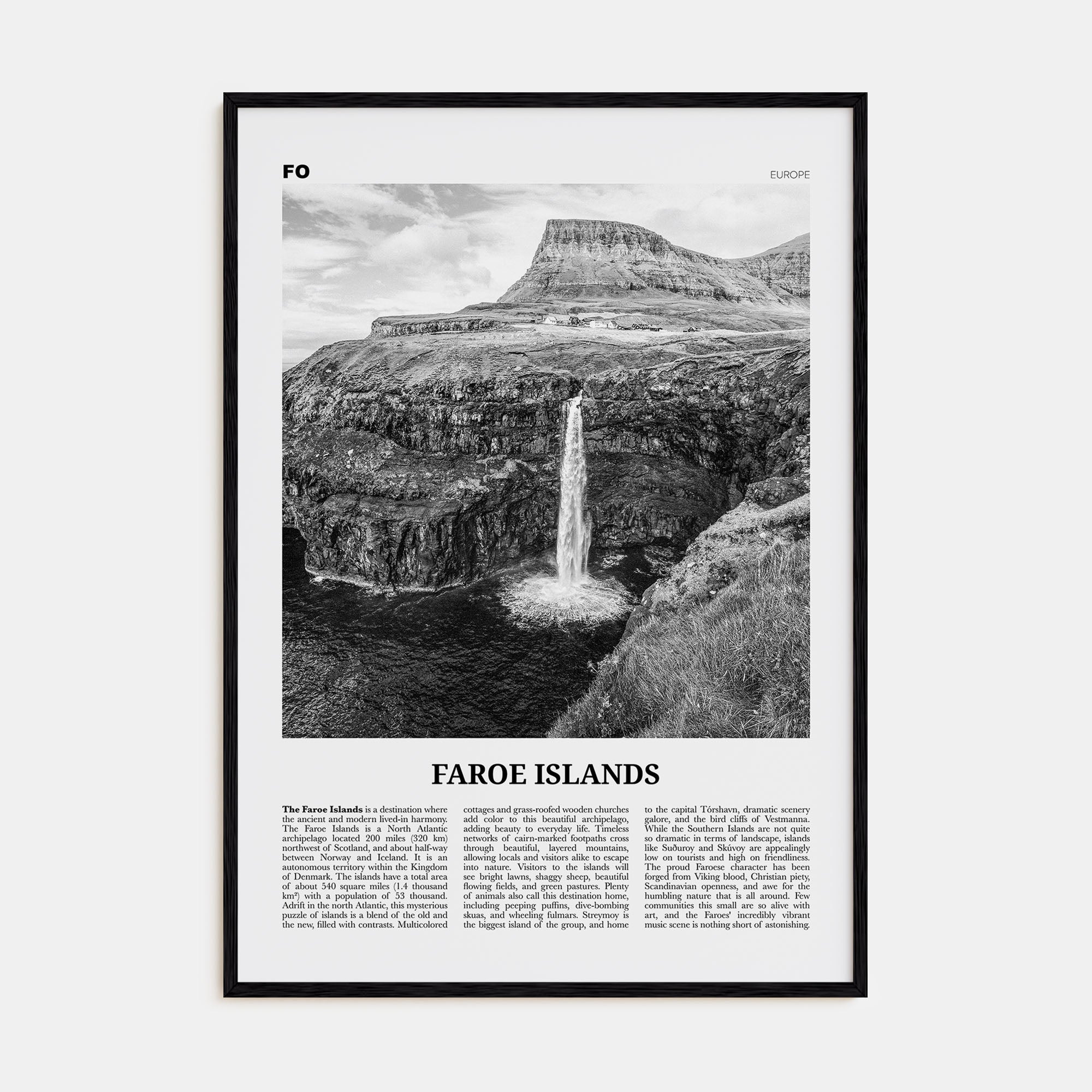 Faroe Islands Travel B&W Poster