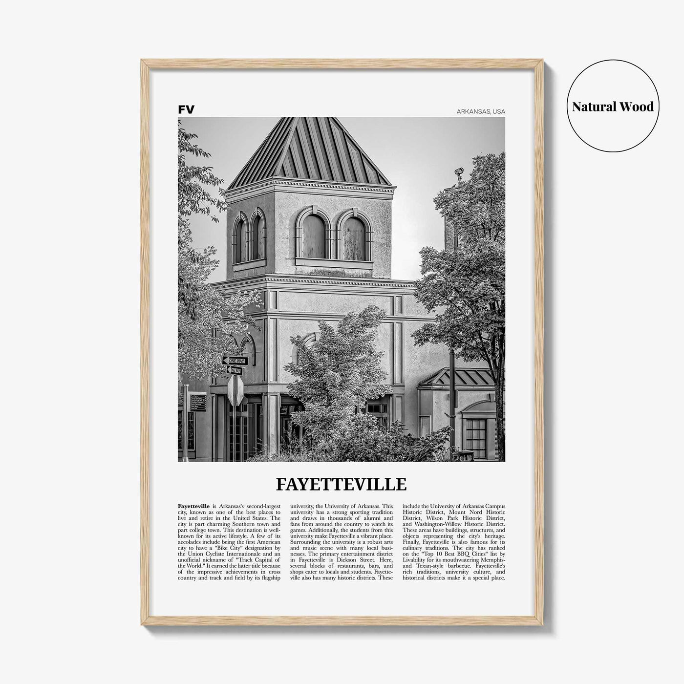 Fayetteville Print Black and White Arkansas, Fayetteville Wall Art, Fayetteville Poster, Fayetteville Photo, Fayetteville Wall Décor, USA