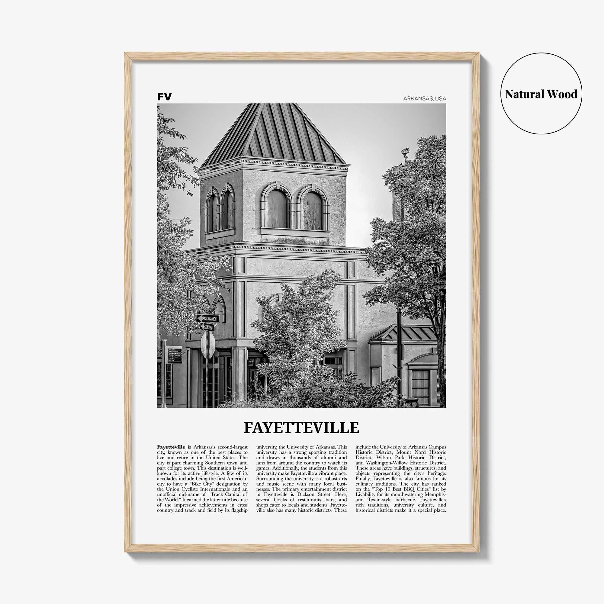 Fayetteville Print Black and White Arkansas, Fayetteville Wall Art, Fayetteville Poster, Fayetteville Photo, Fayetteville Wall Décor, USA