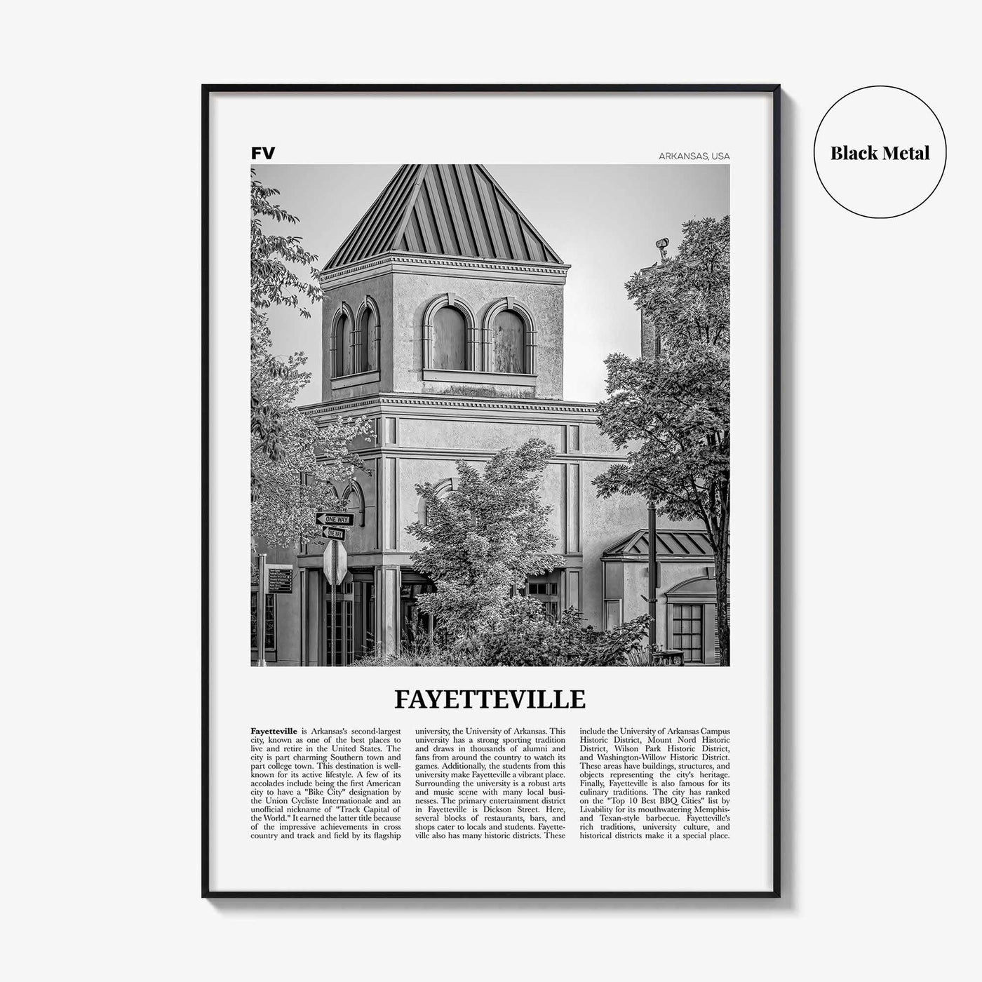Fayetteville Print Black and White Arkansas, Fayetteville Wall Art, Fayetteville Poster, Fayetteville Photo, Fayetteville Wall Décor, USA