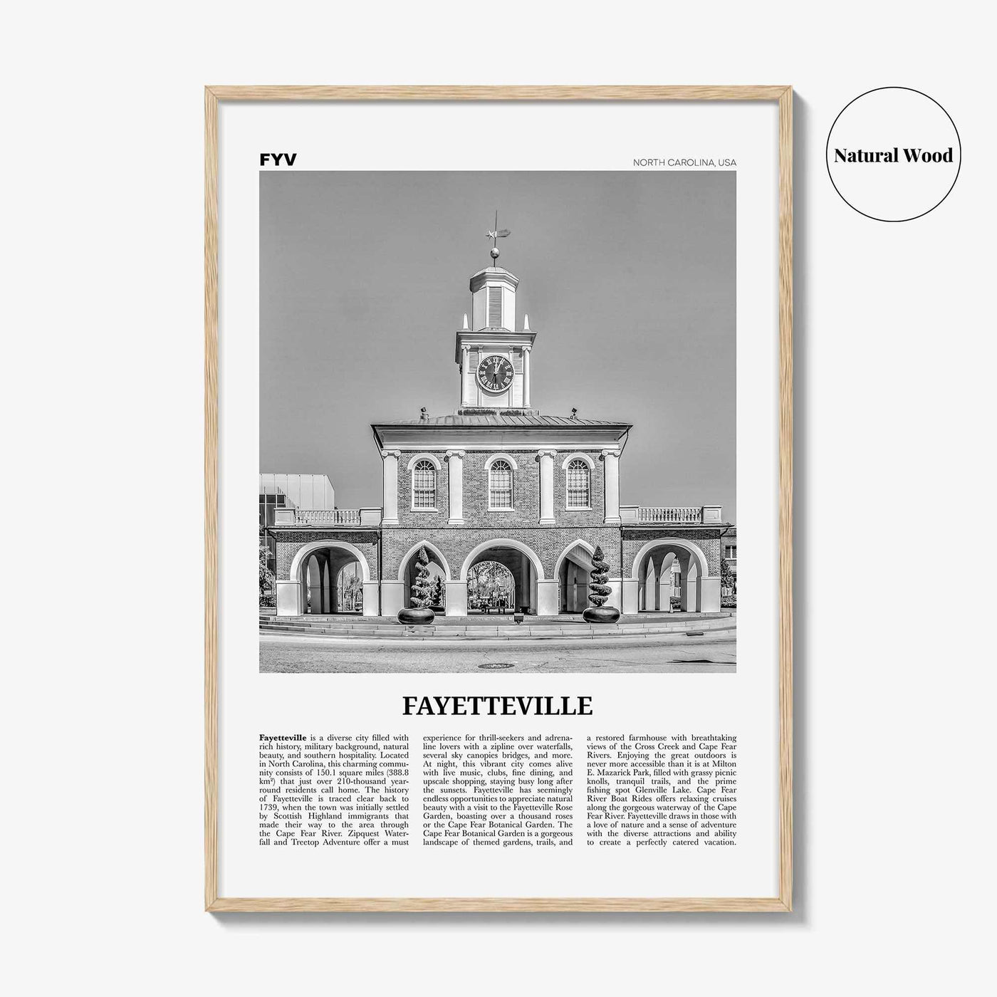 Fayetteville Print Black and White North Carolina, Fayetteville Wall Art, Fayetteville Poster, Fayetteville Photo, Fayetteville Décor, USA