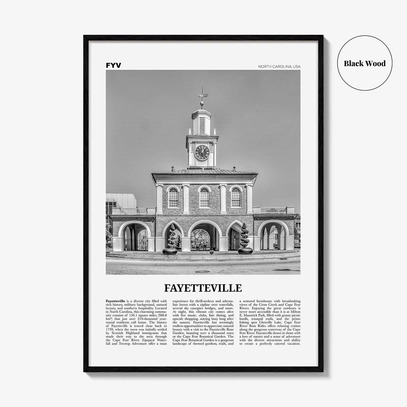 Fayetteville Print Black and White North Carolina, Fayetteville Wall Art, Fayetteville Poster, Fayetteville Photo, Fayetteville Décor, USA