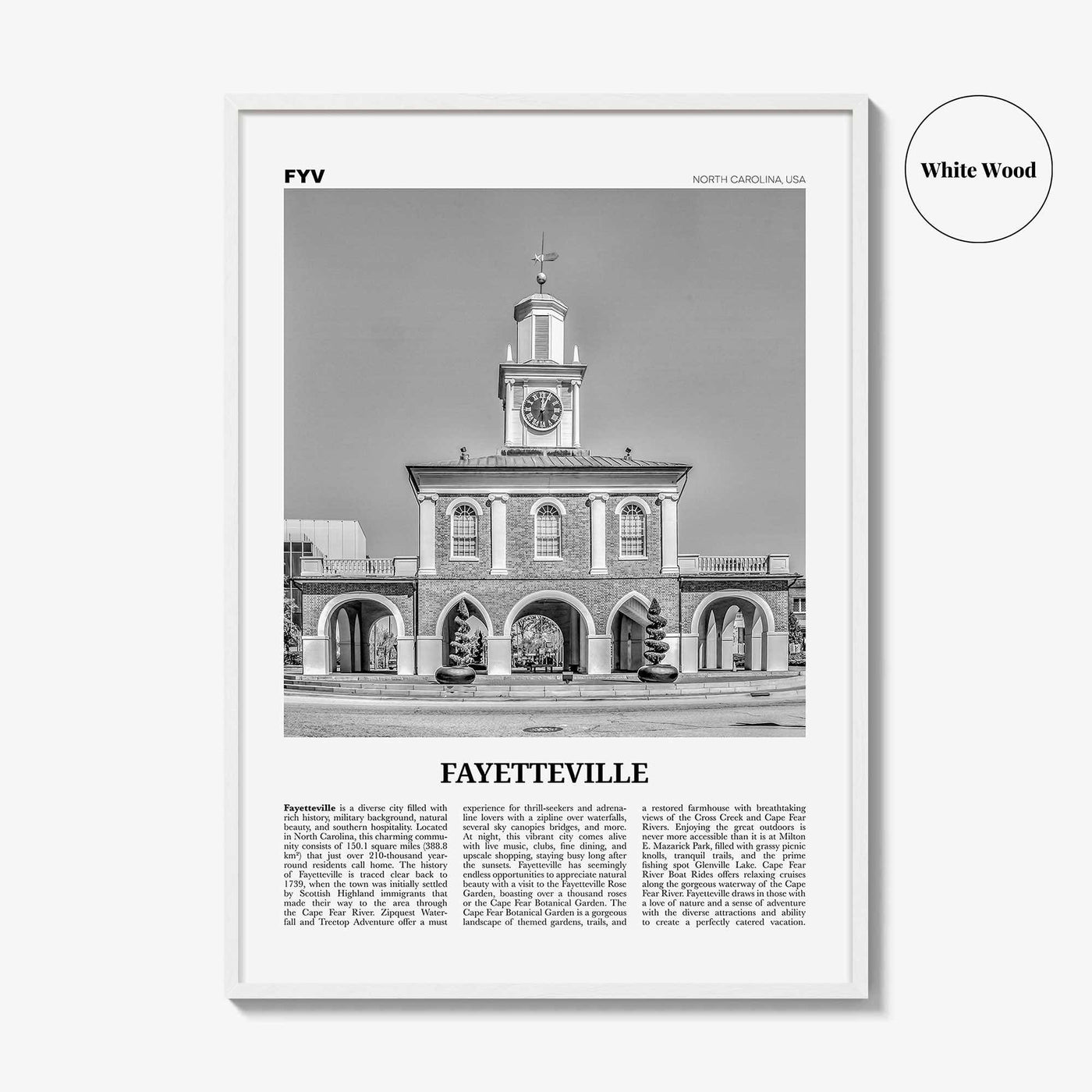 Fayetteville Print Black and White North Carolina, Fayetteville Wall Art, Fayetteville Poster, Fayetteville Photo, Fayetteville Décor, USA