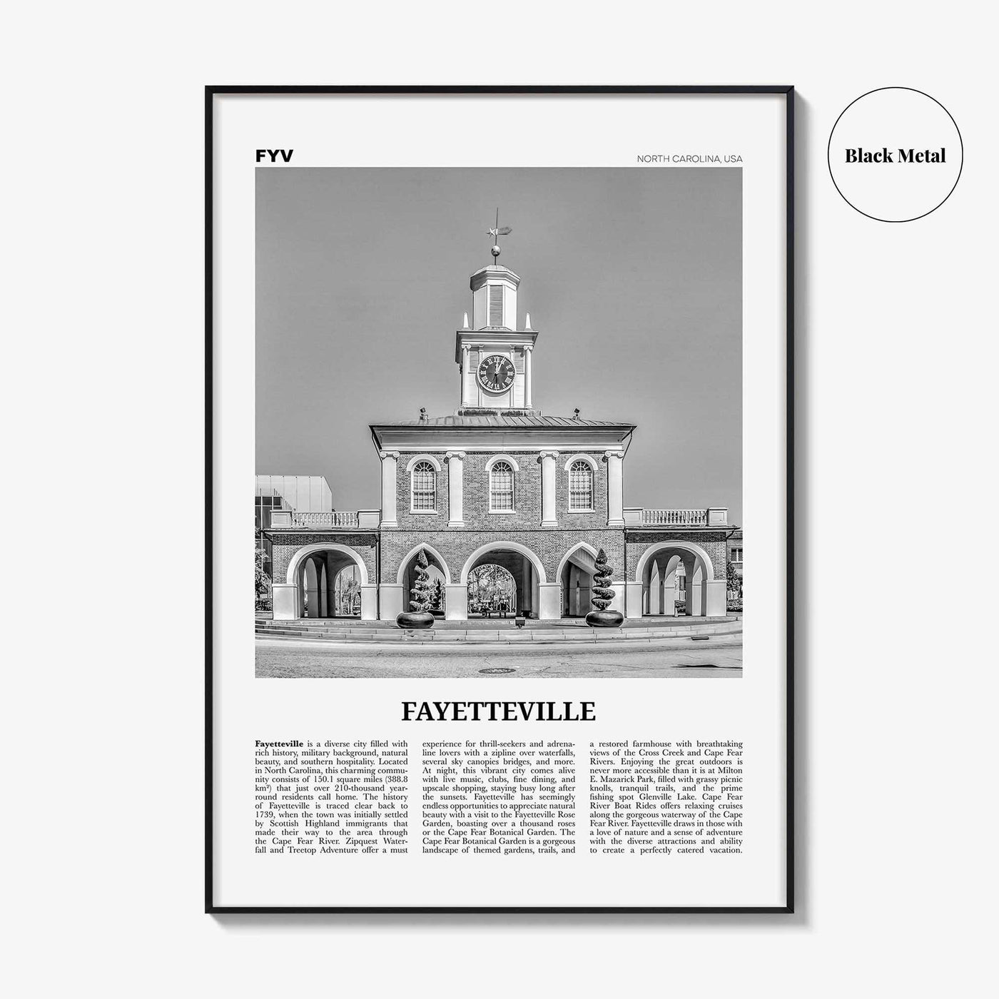 Fayetteville Print Black and White North Carolina, Fayetteville Wall Art, Fayetteville Poster, Fayetteville Photo, Fayetteville Décor, USA