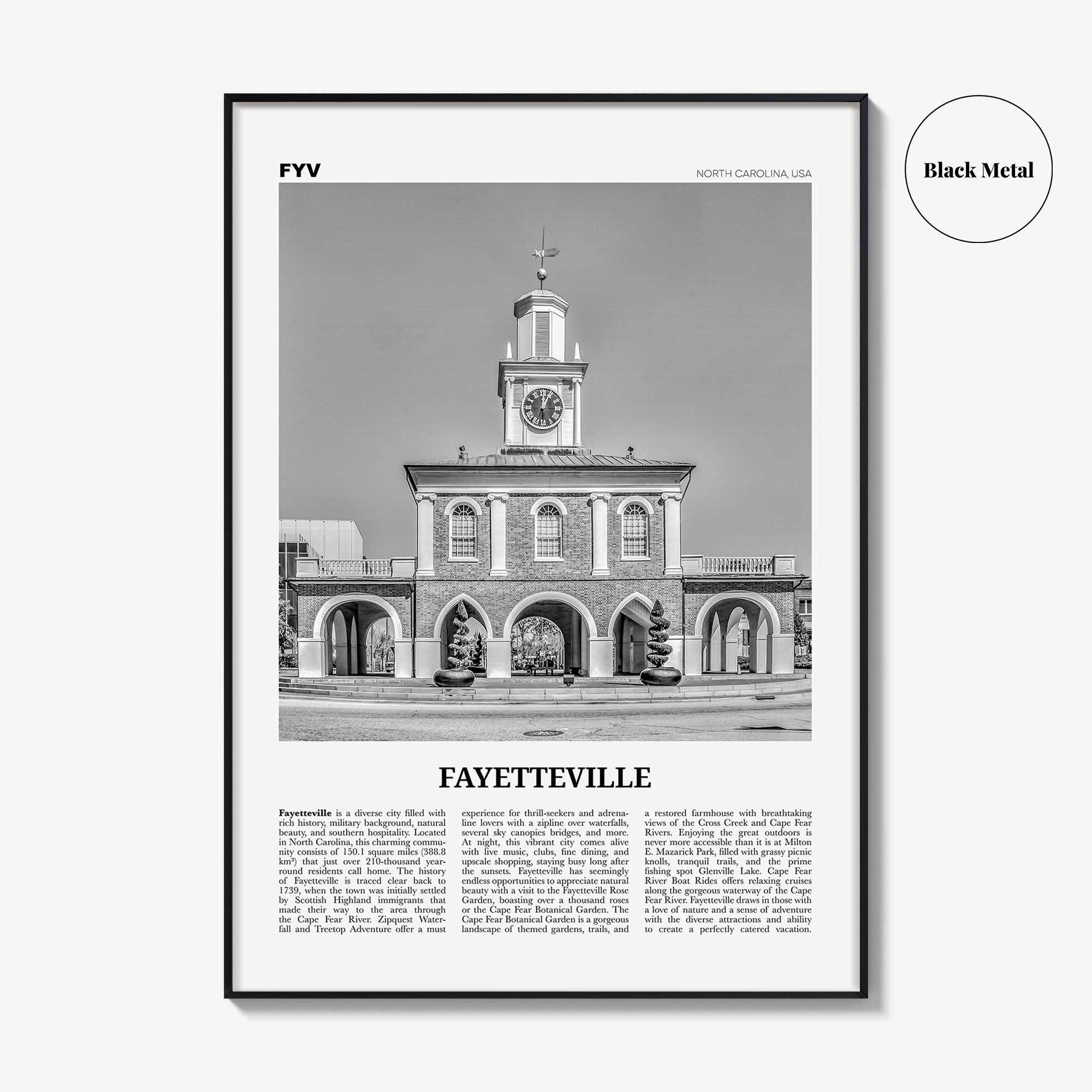 Fayetteville Print Black and White North Carolina, Fayetteville Wall Art, Fayetteville Poster, Fayetteville Photo, Fayetteville Décor, USA