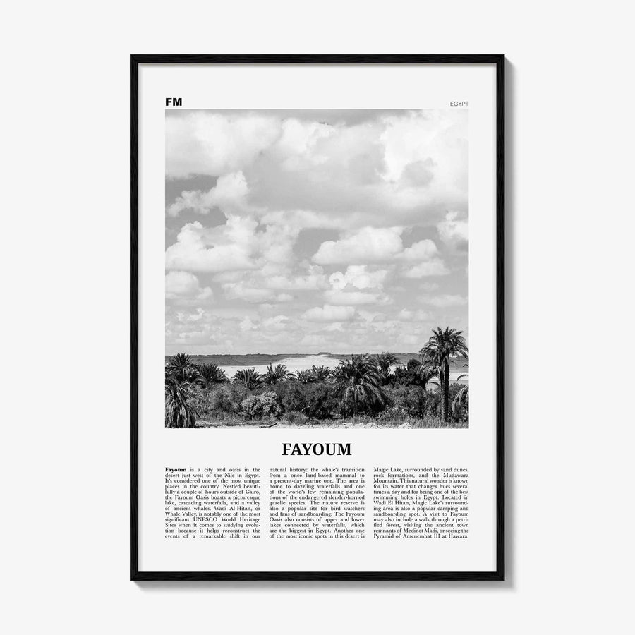 Fayoum Print Black and White, Fayoum Wall Art, Fayoum Poster, Fayoum Photo, Fayoum Wall Décor, Fayoum Map, Egypt