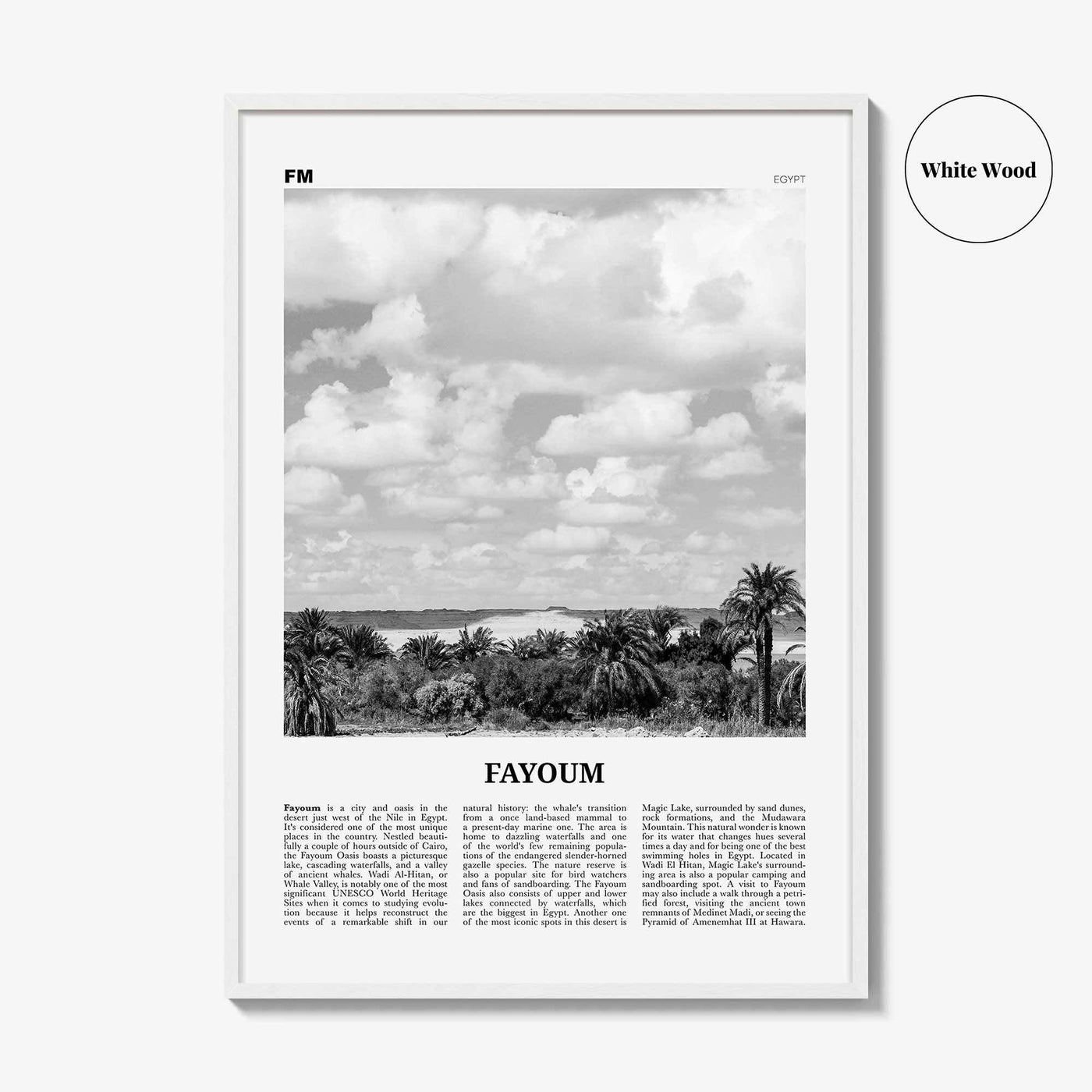 Fayoum Print Black and White, Fayoum Wall Art, Fayoum Poster, Fayoum Photo, Fayoum Wall Décor, Fayoum Map, Egypt