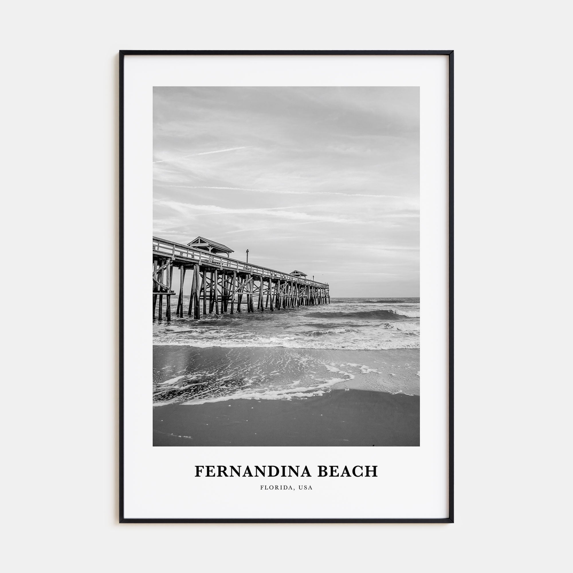 Fernandina Beach Portrait B&W Poster
