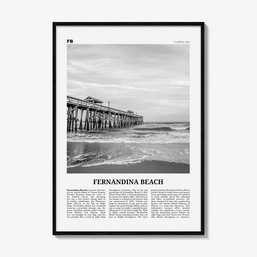Fernandina Beach Print Black and White, Fernandina Beach Wall Art, Fernandina Beach Poster, Fernandina Beach Photo, Florida, USA