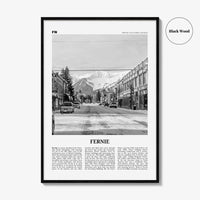 Fernie Print Black and White, Fernie Wall Art, Fernie Poster, Fernie Photo, Fernie Wall Décor, Fernie Map, British Columbia, Canada